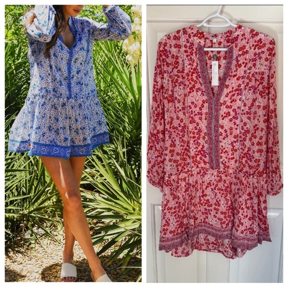 New! Poupette St. Barth Sylvia Drop Waist Mini Dress Pink Daffodil 33969 - Picture 1 of 13